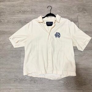 Abercrombie & Fitch Cream Short Sleeve Shirt with Blue Logo